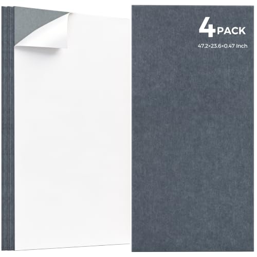 TO-TH Sound Absorbing Panels Self-Adhesive Acoustic Wall Panel 4 Pack, Gray - color: Gray, size: 4 Pack