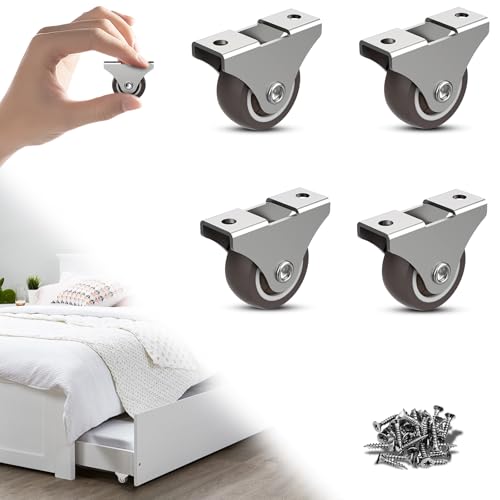Small Caster Wheels 1.25 Inch Fixed Rigid Furniture Wheels 4PCS - color: Brown 4PCS, size: 1.25 inch