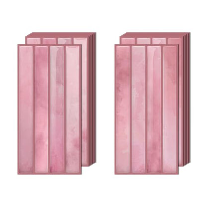 20-Sheet 3D Self-Adhesive Tile Backsplash for Kitchen, 9.68x4.72inch Peel and Stick Kitchen Backsplash Tiles, Thicker Design 3D Subway Waterproof Wall Tile Stickers - color: Pink