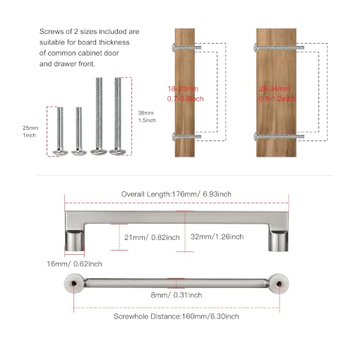 AVICCI 10 Pack Cabinet Pulls 10 Pack 6.3"/160mm Brushed Nickel Kitchen Cabinet Handles Modern Pulls for Dresser Drawers,Cabinet Hardware Cabinet pulls - color: Brushed Nickel, size: 6.3"(160mm)Hole Center-10Pcs