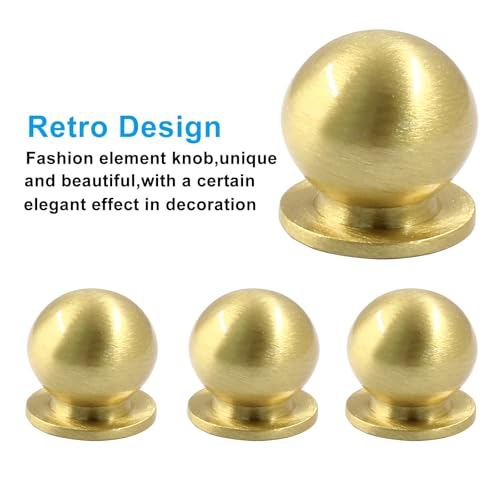 Jiozermi 4 Pack Mini Round Solid Brass Knobs, Gold, 5/9 Inch - color: Gold, size: 5/9 Inch(14mm)