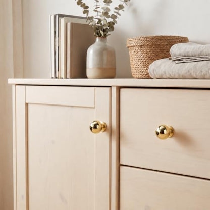 10 Package 1 1/4-inch Solid Polished Brass Cabinet knob Large Heavy-Duty Cabinet Hardware Retro Ball knob Drawer Pull. - color: Polished Brass, size: 1-1/4 Inch