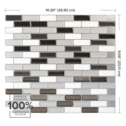 Smart Tiles Peel and Stick backsplash, Mosaic Metallic Gray, 10.21"x9.1" - color: Metallic Gray