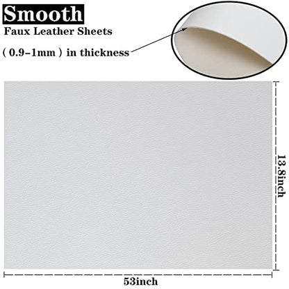 CDY Smooth Faux Leather Roll: 13.8"X53" Faux Leather Sheets for Upholstery - color: White