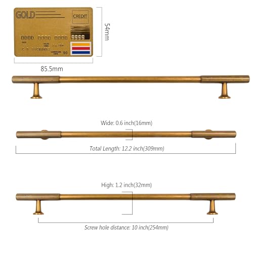 Amerdeco 10 Pack Antique Brass Cabinet Pulls 10" - color: Antique Brass, size: 10"/254MM