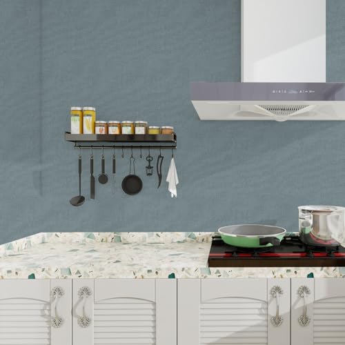 Grasscloth Peel and Stick Wallpaper Light Blue Textured Contact Paper, Set of 17.3 x 120 Inches Removable Wallpaper for Bedroom, Countertop, Cabinet and Drawer, Renter Friendly Wall Paper - color: Light Blue, size: 17.3" x 120"
