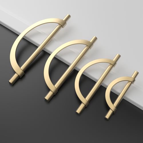 Amerdeco 10 Pack Brushed Gold Cabinet Pulls, 7.5 Inch(192MM) Hole Centers, Kitchen Cabinet Handles, Hardware, Drawer Pulls - color: Brushed Gold, size: 7.5"/192MM Hole Center, style: 10 Pack