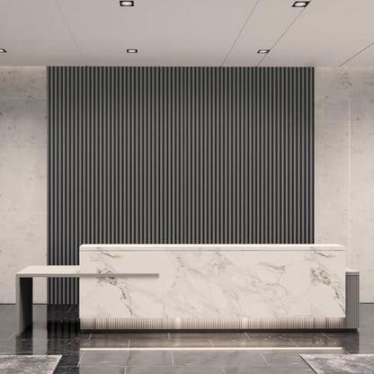 Art3d 96 x 6 Inch 3D Fluted Wood Textured Slat Wall Panels, 8-Pack, Grey - color: Grey, size: 96*6