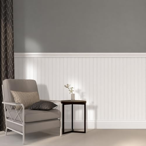 Wainscoting Wall Panels Kit,PS Beadboard Wall Panels,Cover 39"x79",8Pcs