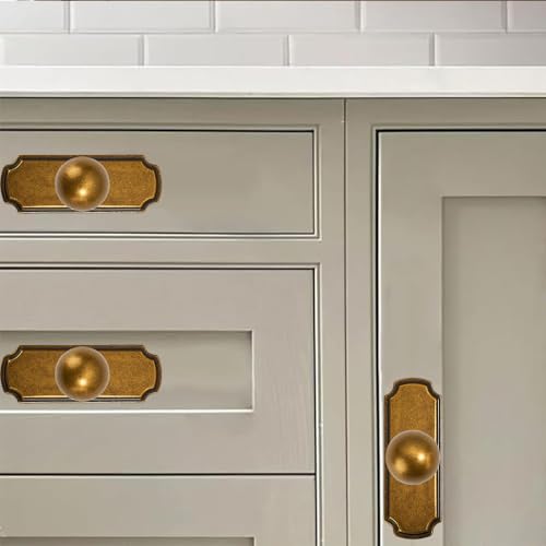 khtumeware 10-Pack Heavy Duty Solid Backplate for Cabinet Knobs Antique Brass Drawer Knobs with Backplate Suitable for Dresser and Kitchen Cabinet Hardware. - color: Antique Brass