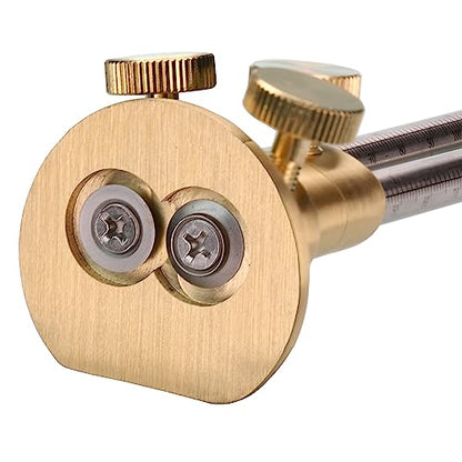 Double blade Wheel Marking Gauge Kit with 2 Extra Cutter Wheels and Screws, Small Anti Roll Brass Head, Metric Micro Adjuster Ruler, Woodworking Tools Scriber for Woodworking - color: W-dmg-1pc