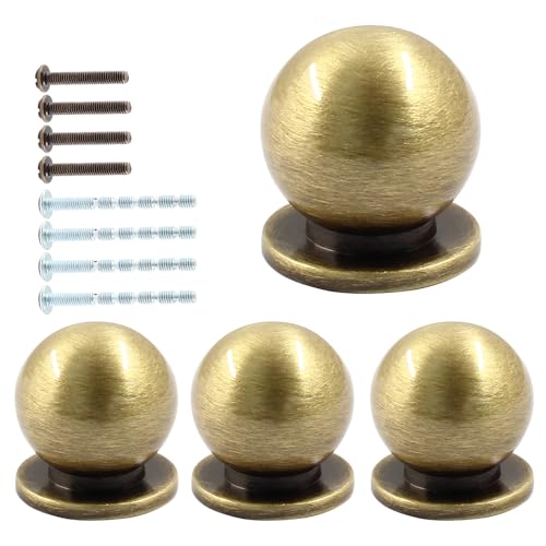 Jiozermi 4 Pack Mini Round Solid Brass Knobs, 5/8 Inch, Bronze - color: Bronze, size: 5/8 Inch(16mm)