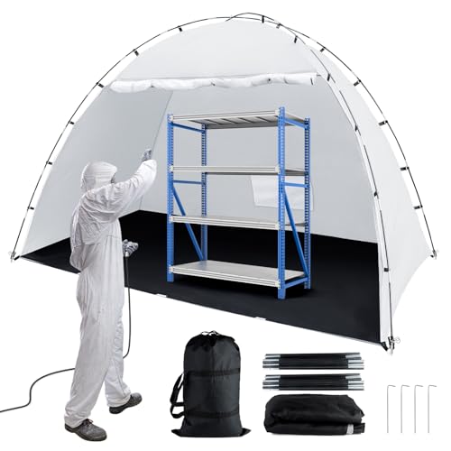 Siebwin 10x6x6.5ft Spray Paint Tent, Mesh Screen & Windproof Hooks, White - color: White, size: 10 ft x 6 ft x 6.5 ft