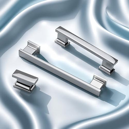 KNOBWELL 6 Pack Polished Chrome Solid Cabinet Knobs Drawer Dresser Knobs - color: Polished Chrome, size: Overall Length：1-1/2 inch（38mm）