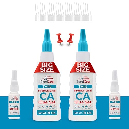 8 oz. Thin Viscosity Premium CA Glue for Woodworking with Extra Bottles, Caps and Microtips, Super Glue Kit for Woodturning, Plastic, Wood and DIY Craft - size: 8 oz, style: THIN