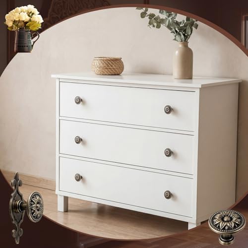 10 Pcs Antique Brass Cabinet Knobs Vintage Retro Drawer Knobs with Backplate Flower Shape Metal Dresser Pull Handles for Kitchen Cupboard Wardrobe Cabinet(Sunflower) - style: Sunflower