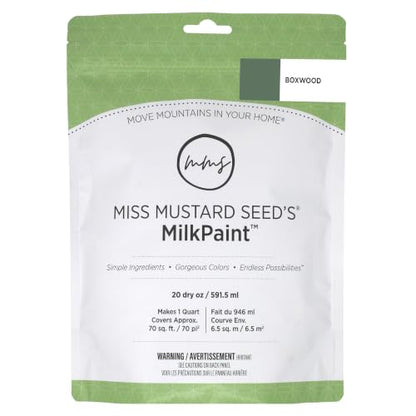 Miss Mustard Seed's Milk Paint for Furniture, Cabinets & Wood, Boxwood, Quart - color: Boxwood, size: 20 Ounce (Pack of 1)