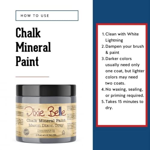 Dixie Belle Paint Company Chalk Mineral Paint - Mason Dixon Gray (16oz) - color: Mason Dixie Gray, size: 16 Fl Oz (Pack of 1)