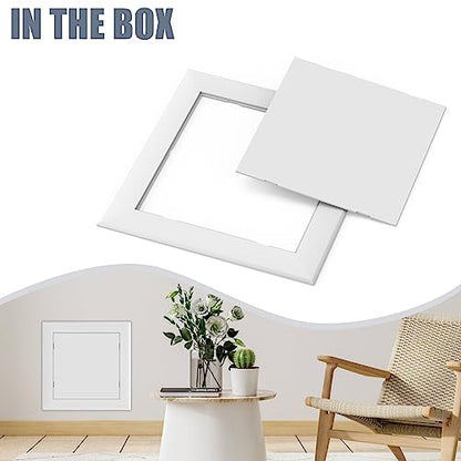 Flamorrow Self Adhesive Access Panel for Drywall, 8" x 8" Plumbing Access Panel, Heavy Duty Plastic Wall Access Door for Drywall, Wall Hole Cover for Ceiling, Easy to Install, Paint Freely