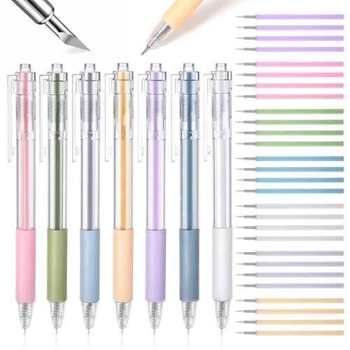 35 Pcs Pen Cutter Tools Knife Pen Craft Cutting Tools Utility Knife Paper Cutter Knifes Fine Art Utility Carving Tool Retractable Hobby Knives with Cutters Head Refills for Diy Scrapbooking