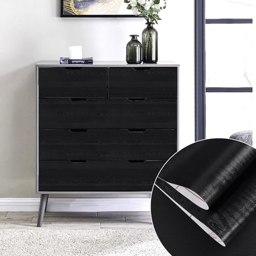Wood Grain Contact Paper Wooden Peel and Stick Wallpaper 11.8"x78.7" - color: Black, size: 11.8" x 78.7"