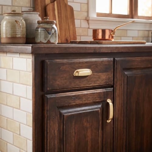 khtumeware 10 Pack 2-1/2"(64mm) Hole Center Retro Brass Drawer Pulls Champagne Bronze Cabinet Bin Cup Pulls Bathroom Hardware Cabinet Handles Drawer Handles Knobs - color: Champagne Bronze, size: 2-1/2"(64mm) Hole Center, style: 10-Pack
