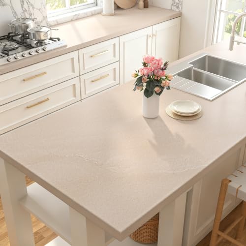 Decotalk Beige Marble Contact Paper Marble Vinyl Wrap for Countertops 24x120 Inch Peel and Stick Countertops Waterproof Marbled Wallpaper Beige Countertop Covers for Kitchen - size: 24" x 120"