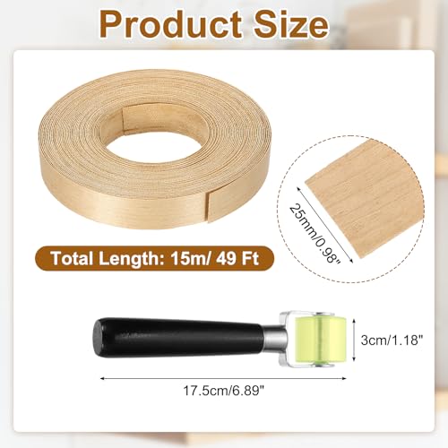 uxcell 1" x 49 ft Wood Edge Banding Pre-Glued Iron On Edging Strip Maple - color: Maple, size: 1" x 49 ft