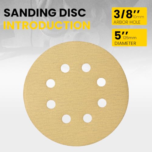 50 PCS 5 Inch 8-Hole Hook and Loop Sanding Discs Assorted 40 60 80 120 150 180 220 320 400 600 800 1000 Grit Aluminum Oxide Sandpaper for Random Orbital Sanders - style: 50 PCS 40-1000 Grit
