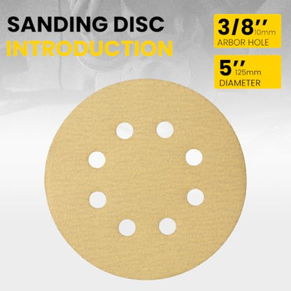 50 PCS 5 Inch 8-Hole Hook and Loop Sanding Discs Assorted 40 60 80 120 150 180 220 320 400 600 800 1000 Grit Aluminum Oxide Sandpaper for Random Orbital Sanders - style: 50 PCS 40-1000 Grit