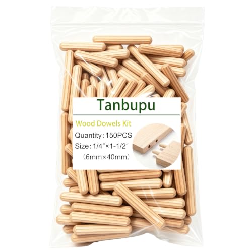 150Pcs Wood Dowels Kit 1/4 x 1-1/2inch, Wooden Dowel Pins, Fluted Wood Dowels Rods for Crafts, Furniture, DIY Manual - size: 1/4" x 1-1/2"