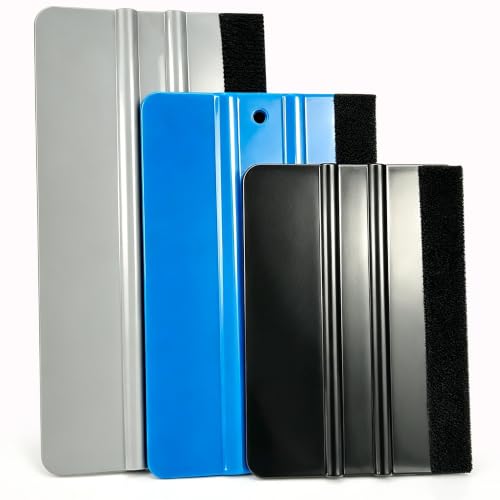 3 Piece Felt Edge Squeegee, 4inch - 5inch - 6inch Vinyl Wrap Squeegee, Scratch-Free for Decals, Adhesive Vinyl, Window Film, Wallpaper - color: Three Colors