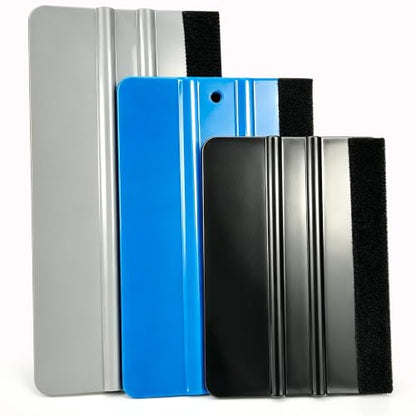 3 Piece Felt Edge Squeegee, 4inch - 5inch - 6inch Vinyl Wrap Squeegee, Scratch-Free for Decals, Adhesive Vinyl, Window Film, Wallpaper - color: Three Colors
