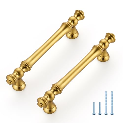 Brushed Antique Brass Cabinet Handles, Drawer Pulls, 3-3/4 Inch, 10 Pack - color: Brushed Antique Brass, size: 3-3/4 Inch Hole Center