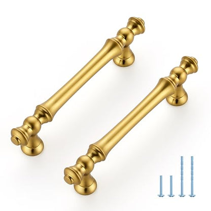 Brushed Antique Brass Cabinet Handles, Drawer Pulls, 3-3/4 Inch, 10 Pack - color: Brushed Antique Brass, size: 3-3/4 Inch Hole Center