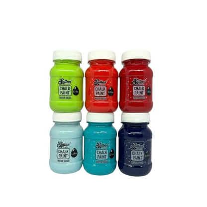6-Piece Chalk Paint Kit - Premium Water-Based Matte Finish Paint for Furniture Restoration and Craft Projects - Fast Drying and Non-Toxic (100ml/3.3oz.)