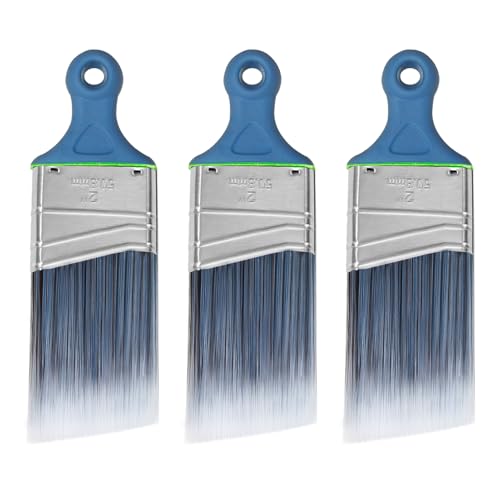 Wesquer Paint Brushes Short Handle Paint Brush for Painting Walls Stain Wood Small Areas Cutting and Trim Works Home Improvement Paint Supplies 3 Pack - color: Blue