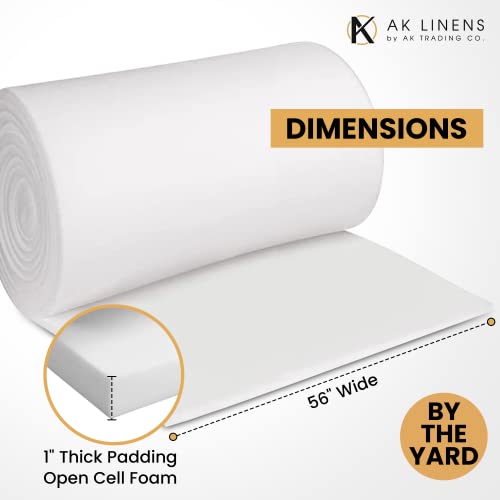 AK Trading CO. 1” Thick Open Cell Upholstery Foam Padding – 56” Wide – By The Yard – Soft, Upholstery, Crafts & DIY Projects Foam - color: 1 Yard, size: 1"