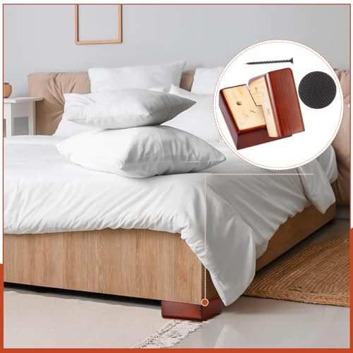 Geelin 4 Pack 2 Inch Wood Furniture Risers L-Shaped Bed Riser, Brown - color: Brown, size: 2 Inch