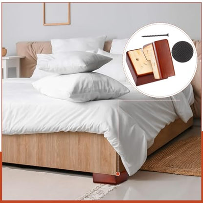 Geelin 4 Pack 2 Inch Wood Furniture Risers L-Shaped Bed Riser, Brown - color: Brown, size: 2 Inch