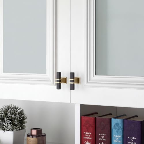 25 Pack Black and Champagne Bronze Cabinet Knobs Kitchen Handles - color: Black & Champagne Bronze, size: Single Hole Knob