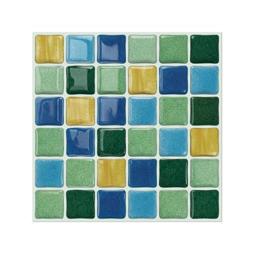 3D Mosaic Peel and Stick DIY Wall Backsplash Tiles (24, Multicolor) - color: Multicolor