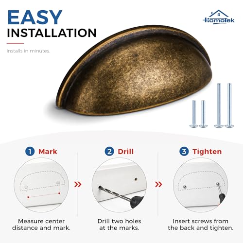 HOMOTEK 5 Pack 3 Inch Hole Centers Brass Bronze Drawer Bin Cup Pulls Dresser Pulls for Cabinets,Furniture Handles,Kitchen Cabinet Hardware - color: Brass Bronze, size: 5 Pack