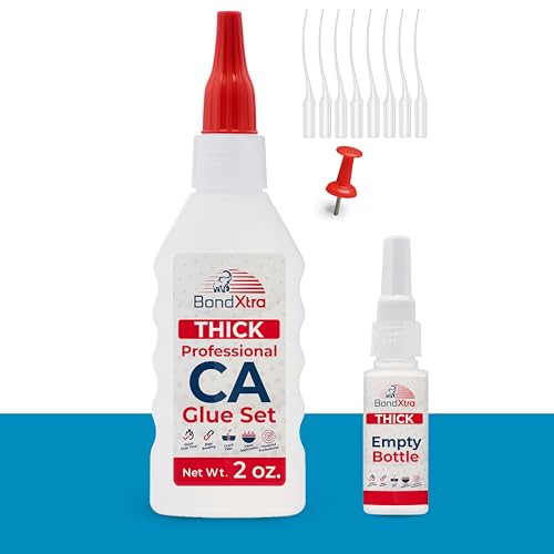 2 oz. Thick CA Glue for Woodworking, Premium Super Glue Kit for Wood Turning with Extra Bottles, Anti Clog Caps, Microtips, Thick Viscosity Cyanoacrylate for Plastic, DIY, Craft, Hobby, etc - size: 2 oz, style: THICK