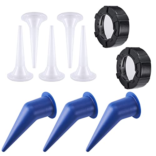 2 PCS Aluminum Front Cap,8 PCS Cone Nozzle,Sausage Caulk Guns Nozzle Kit