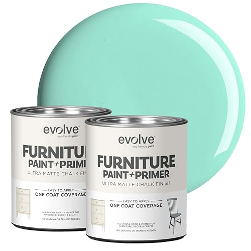 EVOLVE Chalk Paint for Furniture, (Saltwater Taffy), 2-Pack Quart – No Sand or Primer Needed, UltraMatte Finish, Smooth Coverage, Low VOC, Easy to Distress for DIY Projects - color: Saltwater Taffy, size: 30 Fl Oz (Pack of 2)
