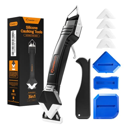 Sakerplus 3-in-1 Silicone Caulking Tools with Scraper, Caulk Remover Kit - color: Classic with Scraper