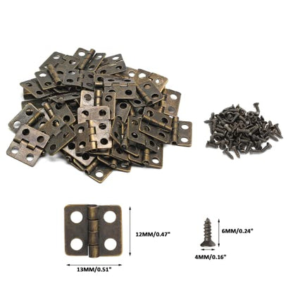 BokWin Mini Hinge for Wooden Jewelry Box, 50PCS, 13 x 12 mm