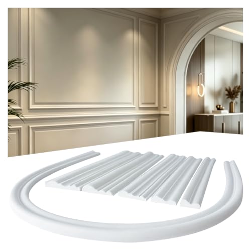 DIY Arch Panelling Paintable Matte Foaming Peel and Stick Wall Molding Trim, Self Adhesive Wainscoting Panels Flexible Chair Rail Moulding for Walls(Width 1.57IN) - color: width 1.57IN