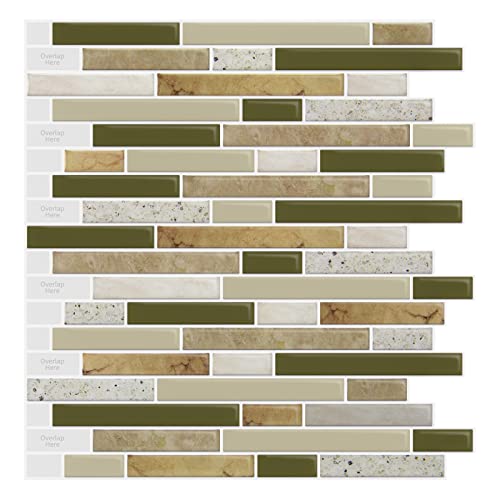 LONGKING 10-Sheet Self-Adhesive Peel and Stick Backsplash for Kitchen, Vinyl Decorative Tiles (Chrysophoron) - color: Chrysophoron